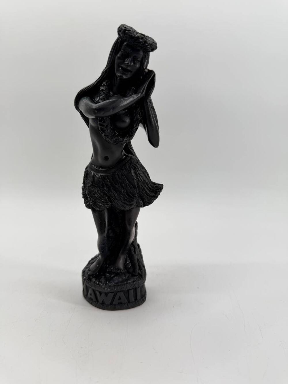 Vintage Hawaii Hula Girl Figurine Black Resin Statue Souvenir Hawaii Tiki Decor